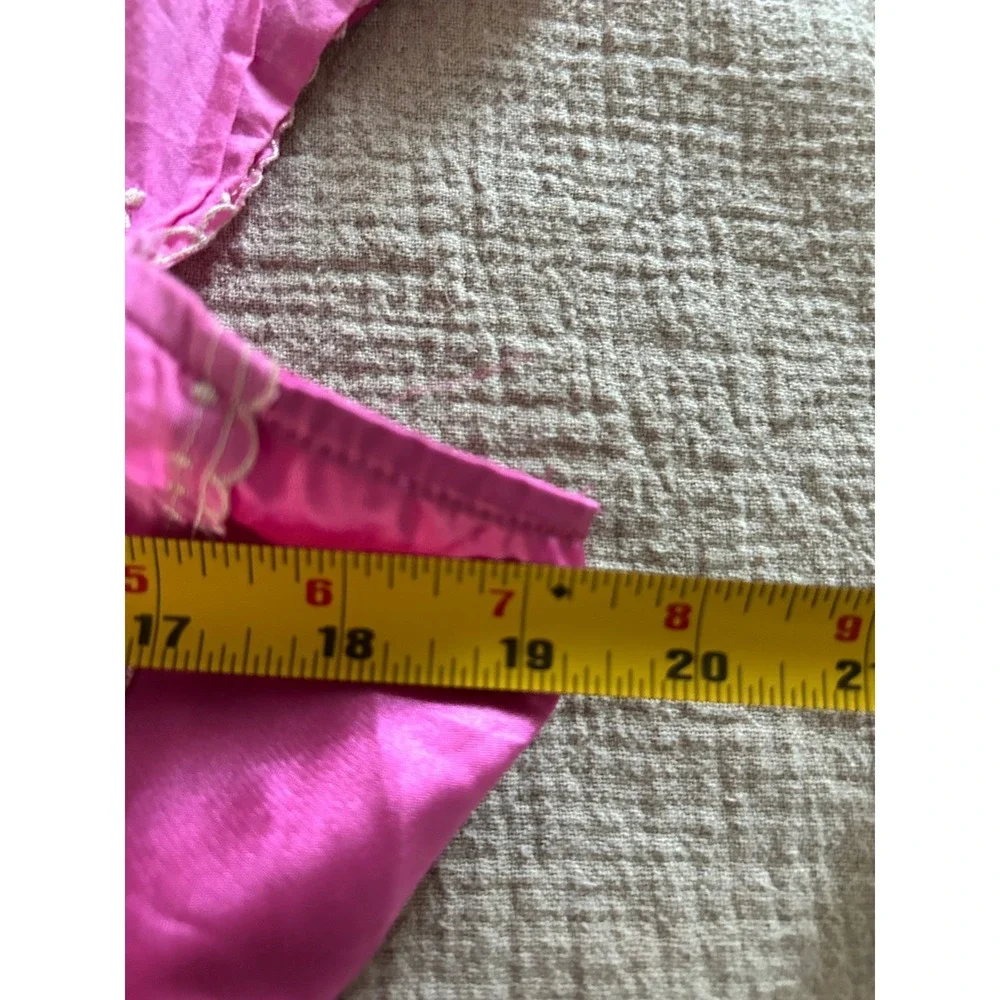 Vtg Tweeds Pink Embroidered Babydoll Cap Sleeve Tunic Tie Waist L Coquette Fairy - Picture 9 of 14